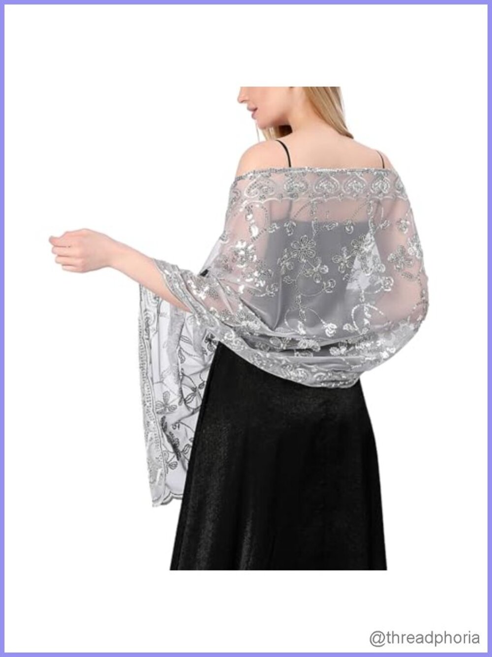 Sequin Sparkly Shawl Wrap 74.8" Evening Dress Wedding Bridal Cape